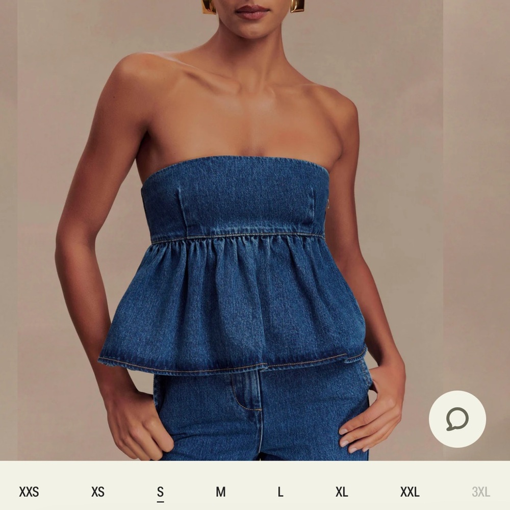 Meshki Blue Denim Strapless Top